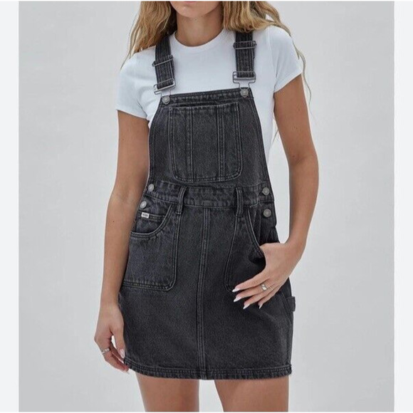 Forever 21 Skirtall Women's Medium Denim Mini Overalls Army Green 90s - Picture 2 of 8